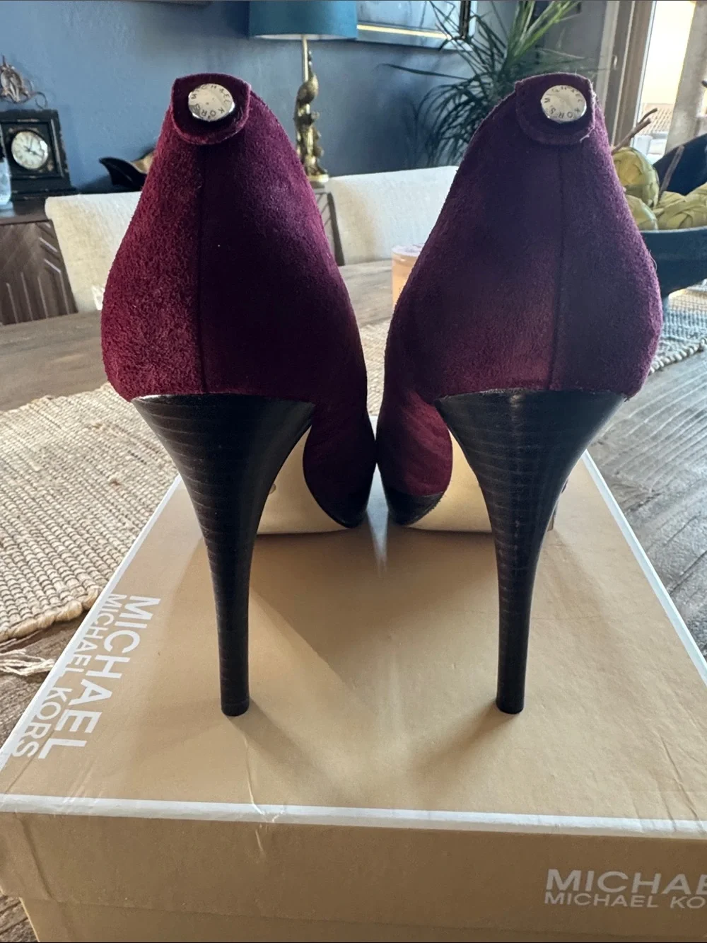 NEW in BOX! Michael Kors Burgundy Suede Peep-Toe Pumps with Platform